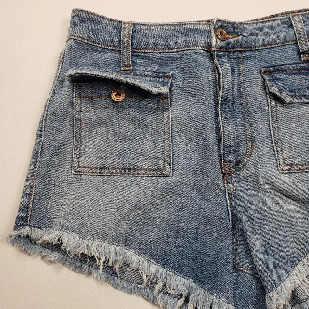 Celebrity Pink Raw Edge Cutoff Denim Shorts Womens 9/29 Blue Motivational Wash - Picture 14 of 16